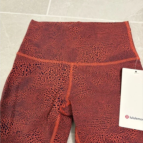 Lululemon Wunder Train HR Crop 23" Crackle Glaze Vintage Orange Larkspur Size 2 - Picture 6 of 11